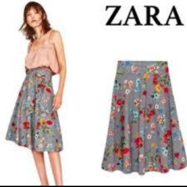 ZARA(ザラ)のzaraザラ＊ギンガムチェックフラワースカート レディースのスカート(ひざ丈スカート)の商品写真