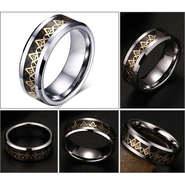 フリーメイソン  リング  ブラック×シルバー メンズのアクセサリー(リング(指輪))の商品写真