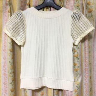 パターンフィオナ(PATTERN fiona)の＊新品＊パターンフィオナ 袖シースルーチェックカットソー(カットソー(半袖/袖なし))