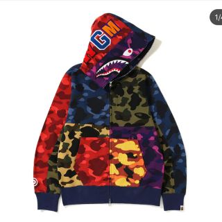 アベイシングエイプ(A BATHING APE)のBape Mix camo shark full zip hoodie (パーカー)