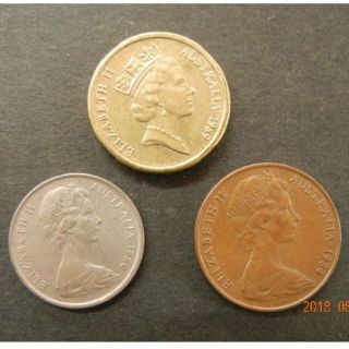 オーストラリア硬貨　３枚(貨幣)