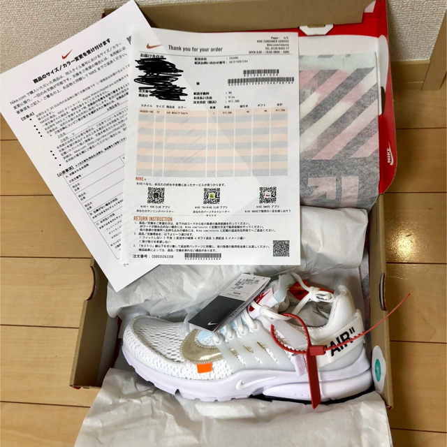 27cm NIKE Off-White Air Presto The Ten