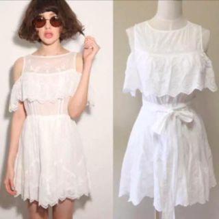 ダズリン(dazzlin)の♡美品dazzlinダズリンオフショルワンピース清楚白white♡(ひざ丈ワンピース)