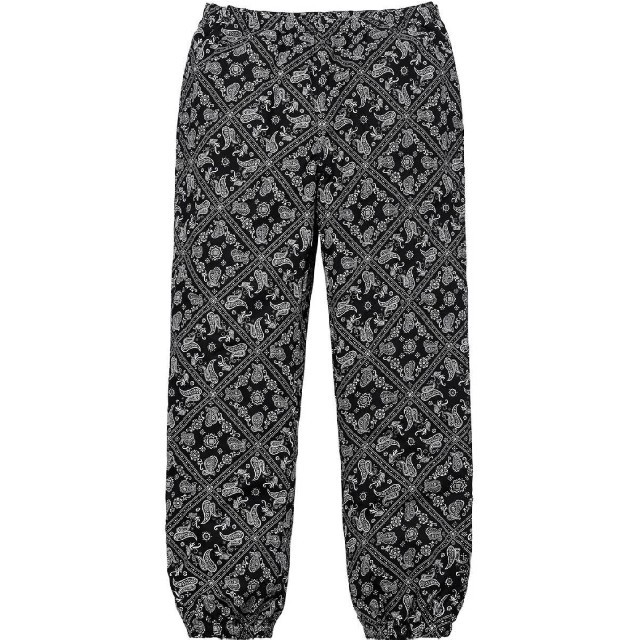 メンズsupreme bandana track pant S black  バンダナ