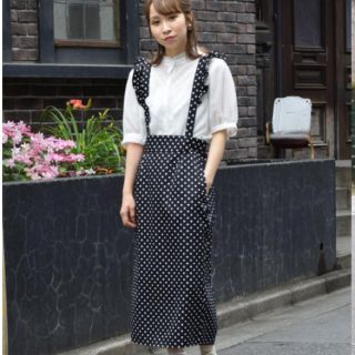 ダブルクローゼット(w closet)のw closet ドット サロペット付きタイトスカート(ロングスカート)