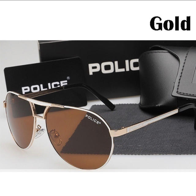POLICE(ポリス)のPOLICE サングラス 新品 大特価 ゴールドレンズ ケース付き メンズのファッション小物(サングラス/メガネ)の商品写真