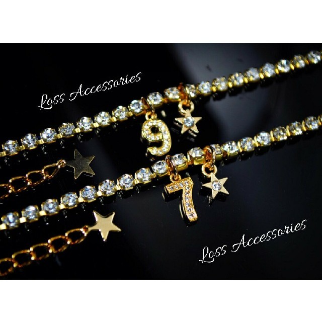 【高級】金色ナンバーアンクレット ロンハーマン 星柄 GU a91 メンズのアクセサリー(アンクレット)の商品写真