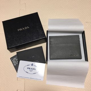 プラダ(PRADA)のプラダ カードケース サファイアーノ バイカラー グレー ネイビー(折り財布)