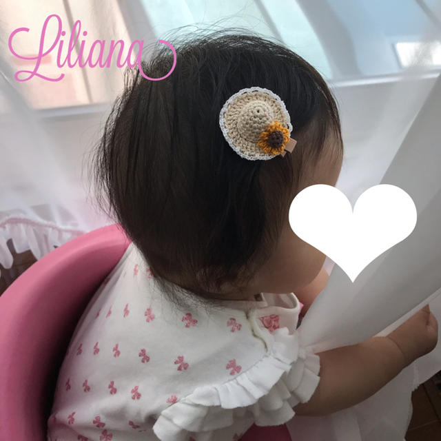 ♡麦わら帽子　ベビーキッズヘアクリップ　ヘアゴム　ヘアピン  ハンドメイド