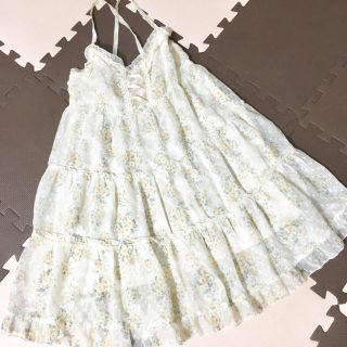 アクシーズファム(axes femme)の美品♡axes femme/バッククロス花柄チュニック/キナリ/M(ミニワンピース)