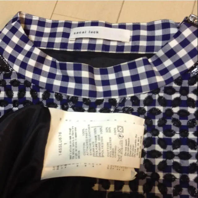 sacai luck ギンガムチェック 合皮切り替え ワンピース 1 sacai luck ギンガムチェック 合皮切り替え ワンピース 1
