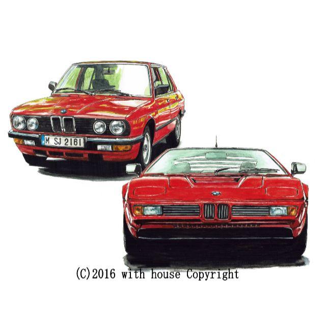 GC-583 BMW M1/524i限定版画 直筆サイン額装●作家 平右ヱ門 1