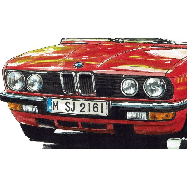 GC-583 BMW M1/524i限定版画 直筆サイン額装●作家 平右ヱ門 3