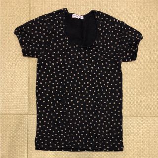 ツモリチサト(TSUMORI CHISATO)のツモリチサト ネコドットＴシャツ 黒 ねこ猫(Tシャツ(半袖/袖なし))