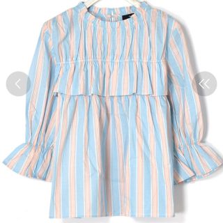 ダブルクローゼット(w closet)のストライプ ギャザーブラウス(シャツ/ブラウス(長袖/七分))