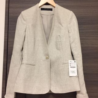 ザラ(ZARA)のzara リネンジャケット (ノーカラージャケット)