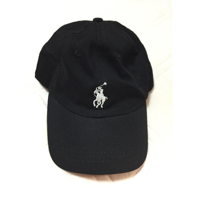 POLO RALPH LAUREN(ポロラルフローレン)のPOLO 黒 白刺繍ロゴ キャップ   レディースの帽子(キャップ)の商品写真
