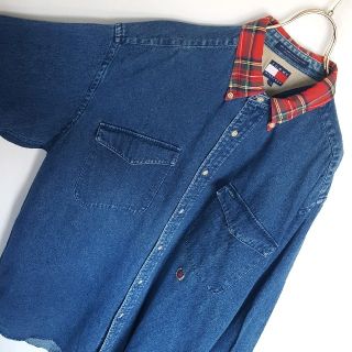 トミーヒルフィガー(TOMMY HILFIGER)の90s★古着 TOMMY HILFIGER ビッグサイズ 切り替え デニムシャツ(シャツ)