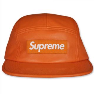 美品！Supreme Leather Camp Cap Red キャップ