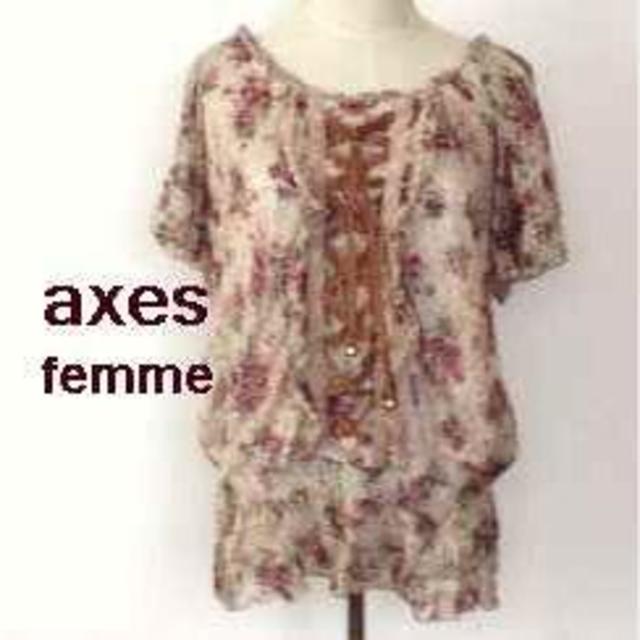 axes femme(アクシーズファム)のaxes femmeアクシーズファム薔薇柄フリフリリボン可愛いチュニックトップス レディースのトップス(チュニック)の商品写真