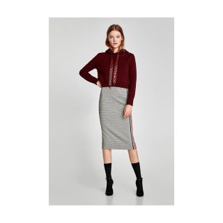 ザラ(ZARA)のZARA チェック柄ライン入ペンシルスカート(ひざ丈スカート)