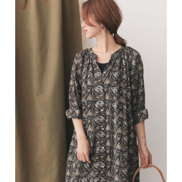 URBAN RESEARCH DOORS - エスニックプリントワンピース ●DOORS BLACK