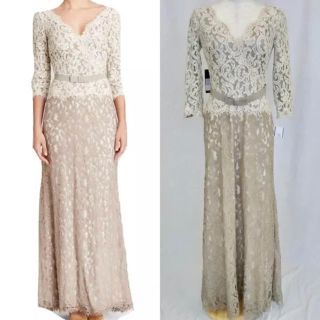 タダシショウジ(TADASHI SHOJI)のタダシショージ Tadashi shoji 総レース 七分袖 ドレス(ロングドレス)