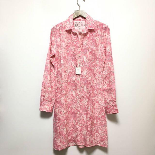 新品 フランク＆アイリーン 長袖ロングシャツ XS ピンク柄 / A593
