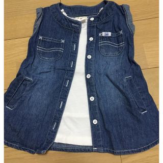 リー(Lee)の値下げ！Lee デニムチュニック&白タンクトップセット♡80㎝(シャツ/カットソー)