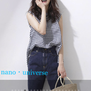 ナノユニバース(nano・universe)の今季！nano・universe リネン ギンガムチェック ブラウス(シャツ/ブラウス(半袖/袖なし))