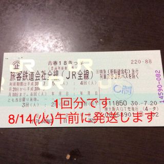 ジェイアール(JR)の青春18きっぷ 1回(鉄道乗車券)