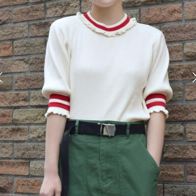 w closet ライン入りリブニットの通販 by ぴー|ダブルクローゼットならラクマ W closet ダブルクローゼット ニット 長袖 リブニット 丸首 コットン