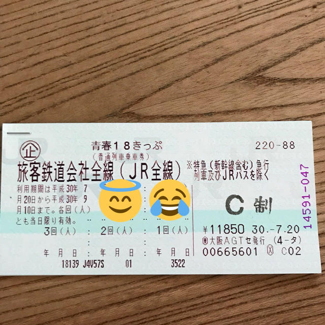 青春18きっぷ 3回分チケット