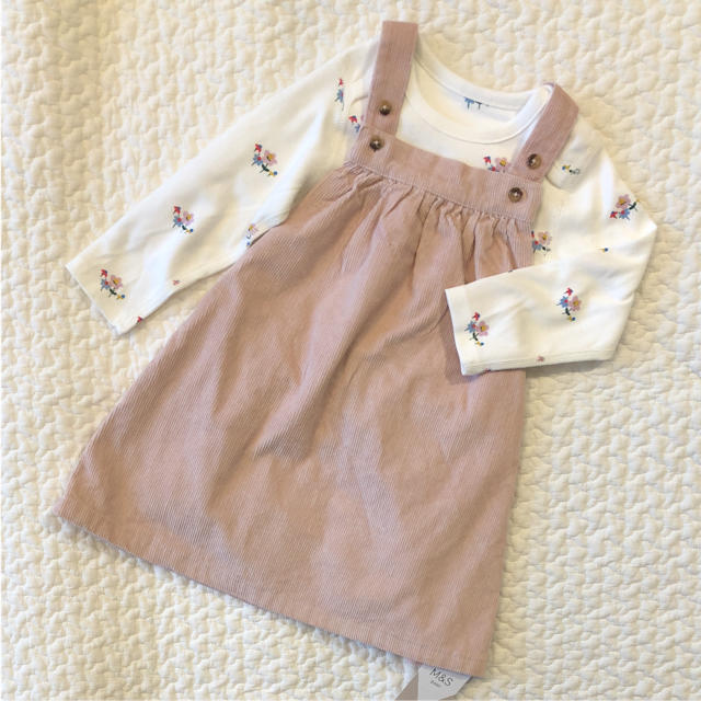 【新品】M&S ピュアコットン オーバーオール スカート&ボディセット キッズ/ベビー/マタニティのベビー服(~85cm)(スカート)の商品写真