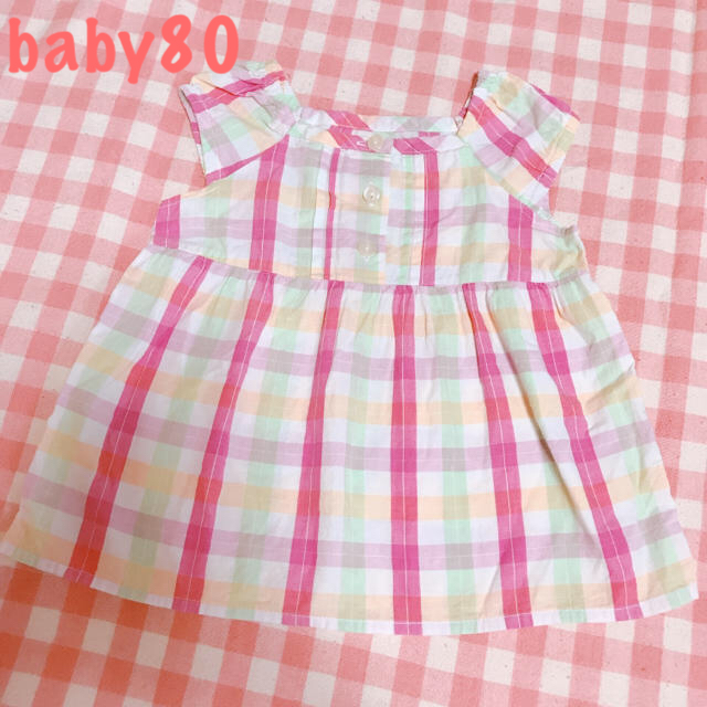 baby80-90 チェック柄タンクチュニック キッズ/ベビー/マタニティのベビー服(~85cm)(タンクトップ/キャミソール)の商品写真