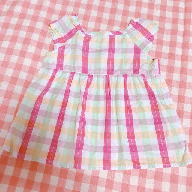 baby80-90 チェック柄タンクチュニック キッズ/ベビー/マタニティのベビー服(~85cm)(タンクトップ/キャミソール)の商品写真