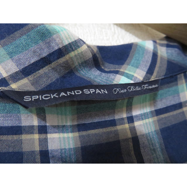 Spick & Span(スピックアンドスパン)のスピックアンドスパン ノースリーブ 襟付き チェック ワンピース 綿100% レディースのワンピース(ひざ丈ワンピース)の商品写真