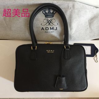 エーディーエムジェイ(A.D.M.J.)の超美品 ADMJ  ショルダーバッグ ハンドバッグ  黒 牛革 レザー ボストン(ショルダーバッグ)