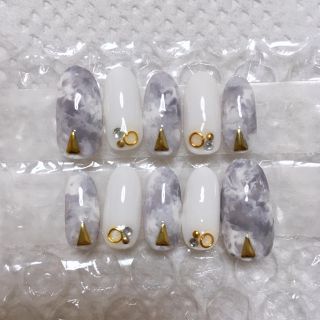 ネイルチップ 白 グレー タイダイ柄 ネイルチップ 白 グレー タイダイ柄