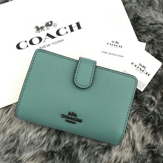 コーチ(COACH)の新品☆COACH (コーチ) ブルーグリーン レザー 二つ折り財布(財布)