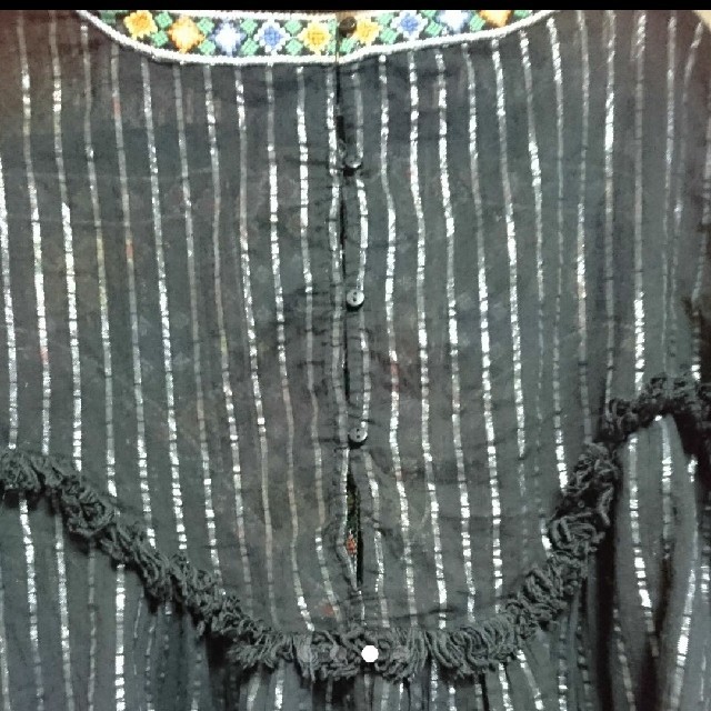 ZARA(ザラ)のZARA 刺繍フリンジ ラメ ブラウス レディースのトップス(シャツ/ブラウス(半袖/袖なし))の商品写真
