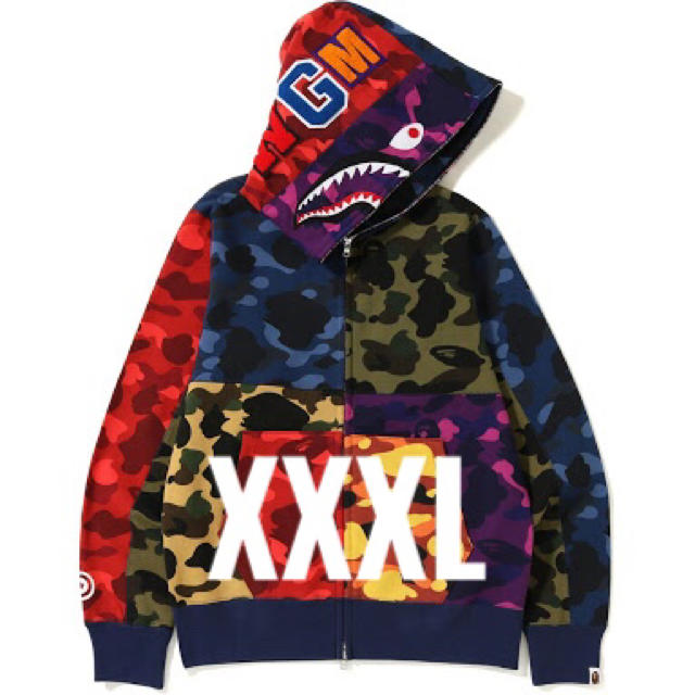 A BATHING APE(アベイシングエイプ)の送料込 3XL MIX CAMO CRAZY SHARK FULL ZIP メンズのトップス(パーカー)の商品写真