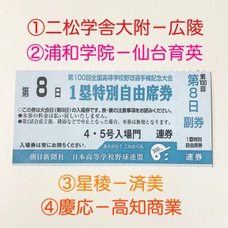 甲子園 高校野球 チケット 第8日(野球)