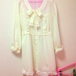 アマベル白レースワンピースフリルシフォン(ミニワンピース)