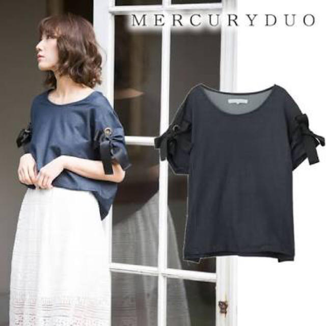 MERCURYDUO(マーキュリーデュオ)のMERCURYDUO ショルダーリボンオーバーカットソー レディースのトップス(カットソー(半袖/袖なし))の商品写真