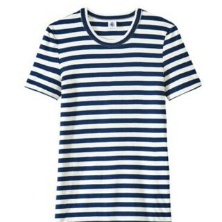 プチバトー(PETIT BATEAU)の新品 プチバトー ボーダー クルーネック 半袖 Tシャツ ネイビー×ホワイト(Tシャツ(半袖/袖なし))