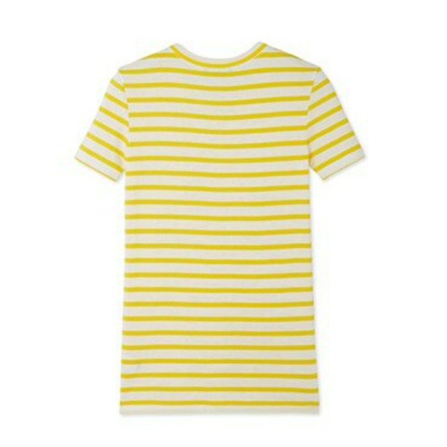 PETIT BATEAU(プチバトー)の新品 プチバトー ボーダー クルーネック 半袖 Tシャツ イエロー×ホワイト  レディースのトップス(Tシャツ(半袖/袖なし))の商品写真