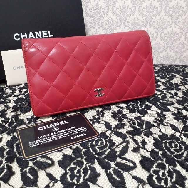CHANEL マトラッセ 長財布 赤 CHANEL 正規品 シャネル 財布