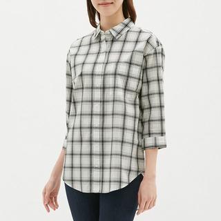 ジーユー(GU)の《新品》 GU チェックロングシャツ オフホワイト(Tシャツ(長袖/七分))