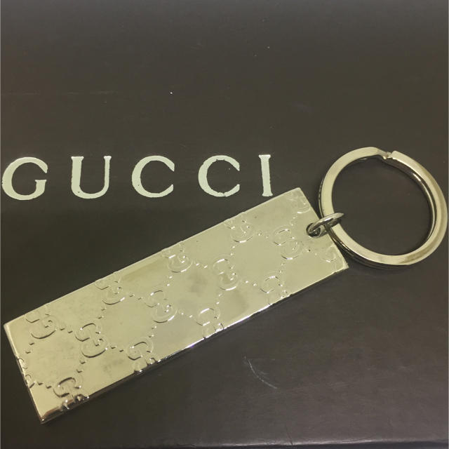GUCCI プレートキーリング 未使用品 GUCCI - 美品☆【GUCCI】キーリング☆ プレート GG柄 シルバー